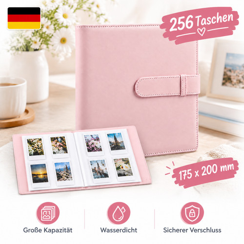 Mini fotoalbum leder - mini-fotoalbum, rosa